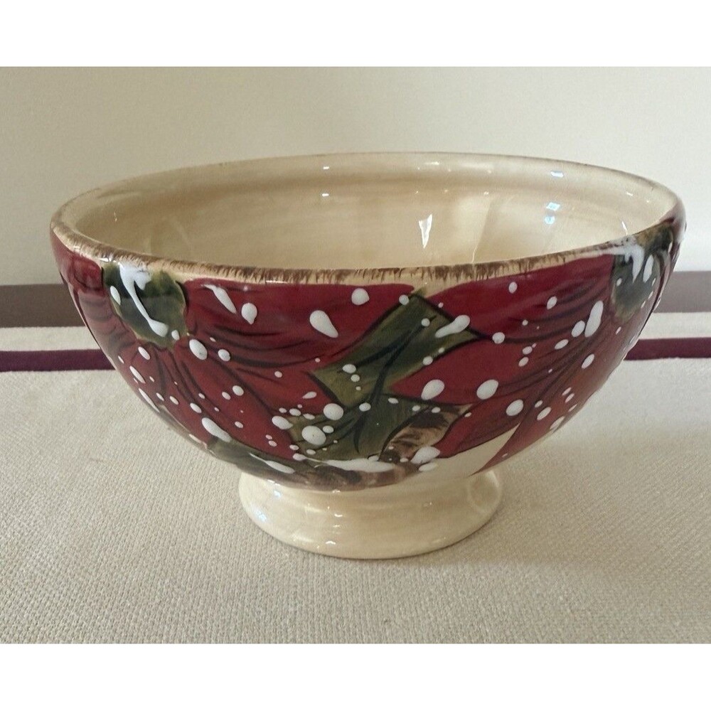 The Holly Jolly Bowl Manufactured by Tabletops Unlimited Hand Painted Christmas
